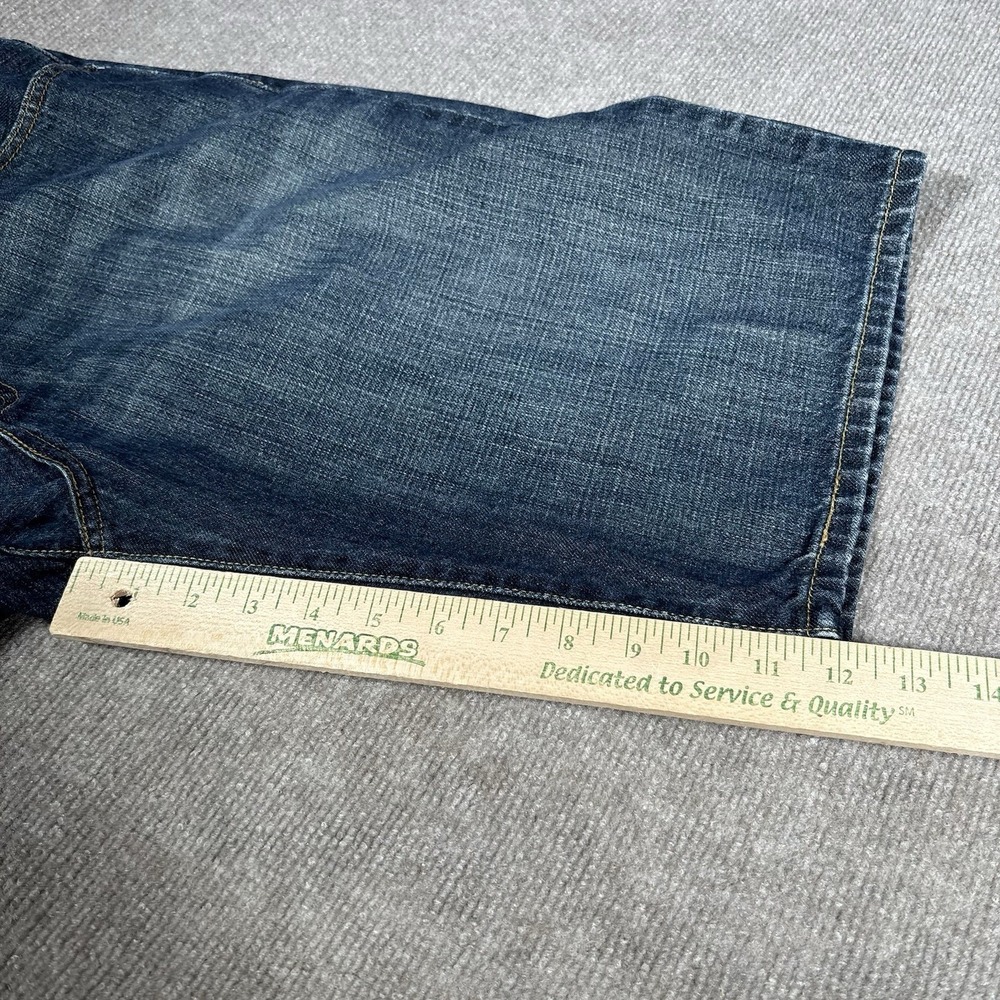 Levis 569 Jean Shorts Men 34 Loose Straight Fit Dark Blue Denim Faded Skater Y2K - Picture 9 of 11